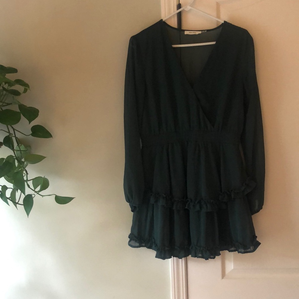 Hunter Green Ruffled Mini Dress